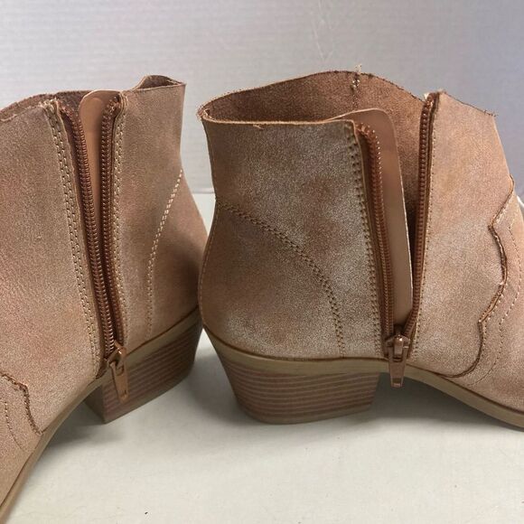 TIME &‎ TRU Shiny Zipper Booties Size 8 Brown - Picture 9 of 12